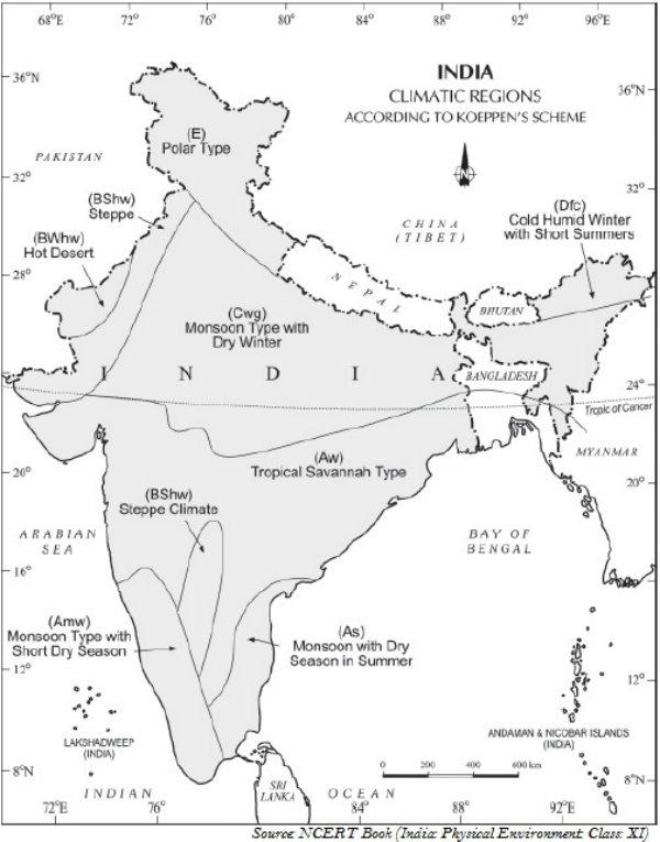 India Climatic Regions by K
