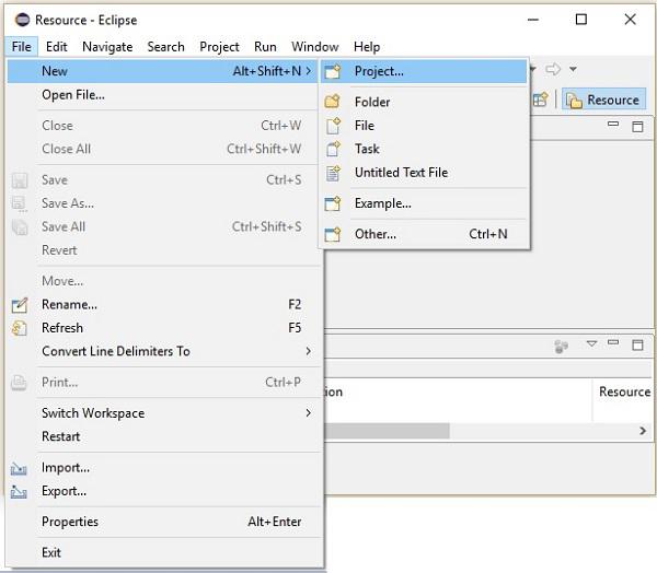 Eclipse file menu