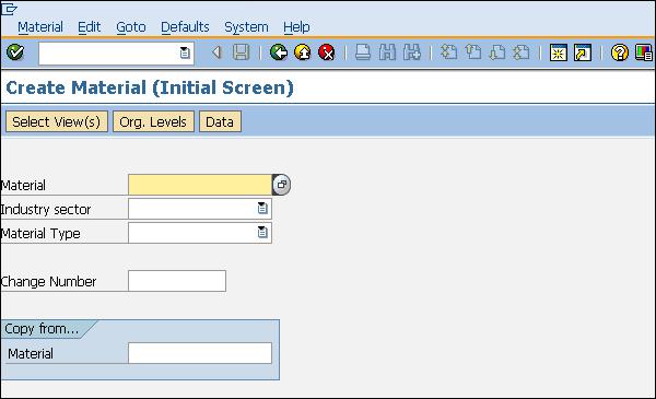 SAP create material entry