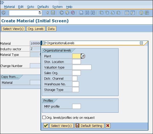 SAP create material plant