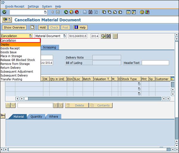 SAP IM cancel GR path