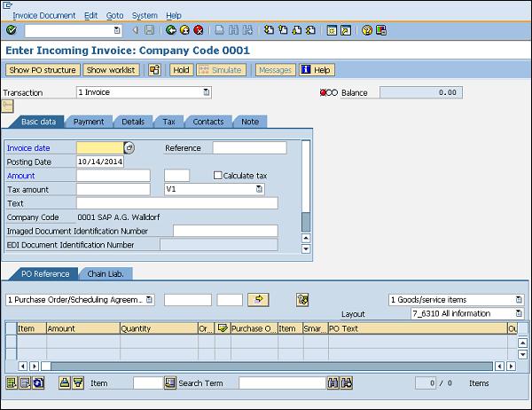 SAP invoice posting detail