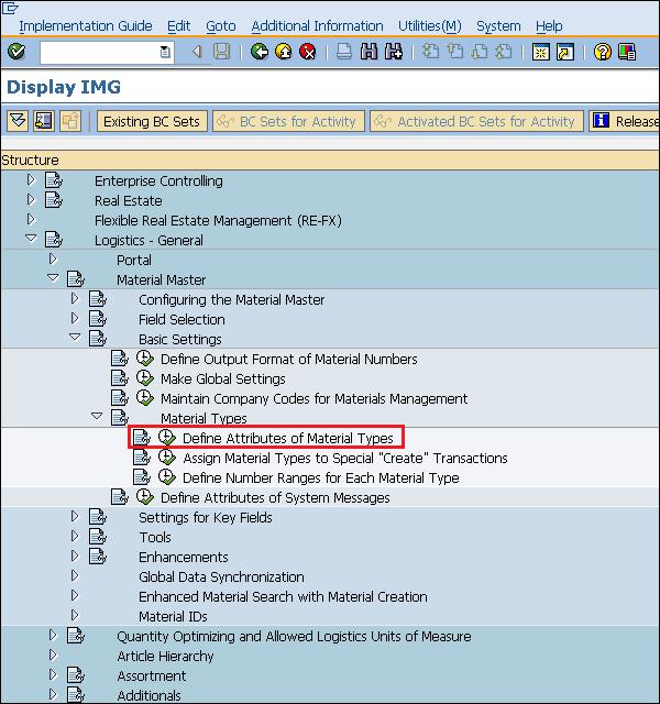 SAP Material Types