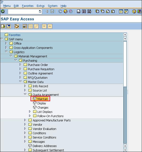SAP quota arr path