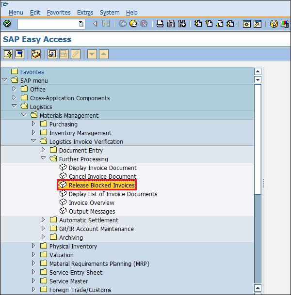 SAP release block invoice