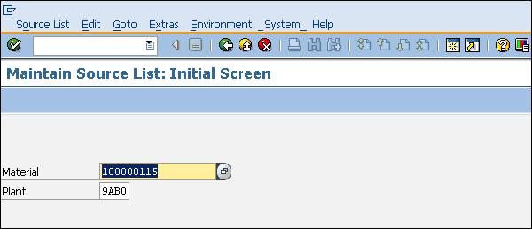 SAP Source List material