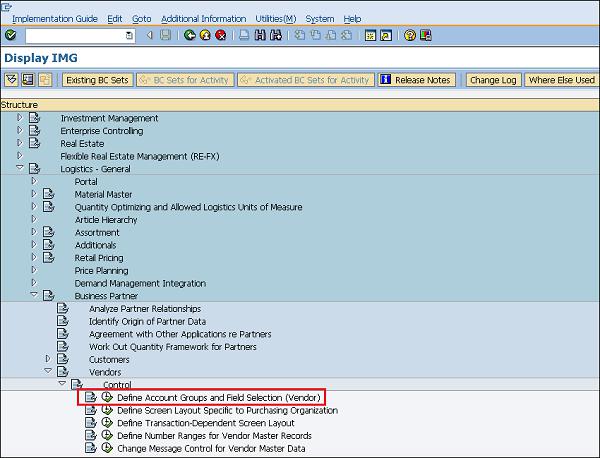 SAP Vendor Account Group