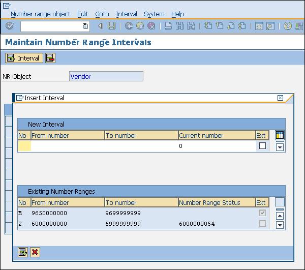 SAP Vendor Number range Insert Interval