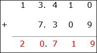 Addition of Aligned Decimal