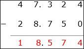 Subtract of Decimal