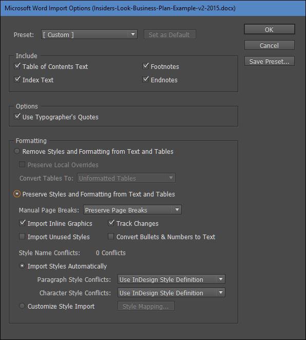 Word File Into InDesign