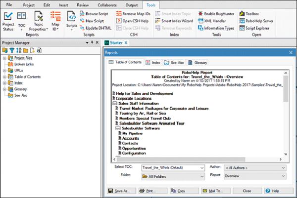Reports Dialog Box