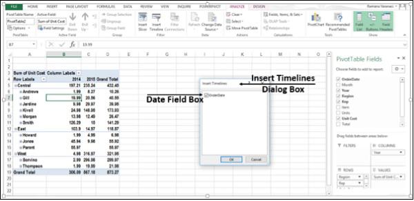 Insert Timeline Dialogbox