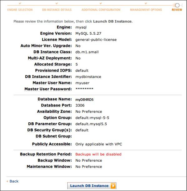 Launch DB Instance