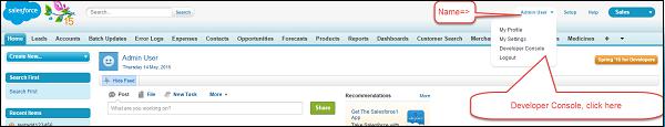 Opening Developer Console Step1