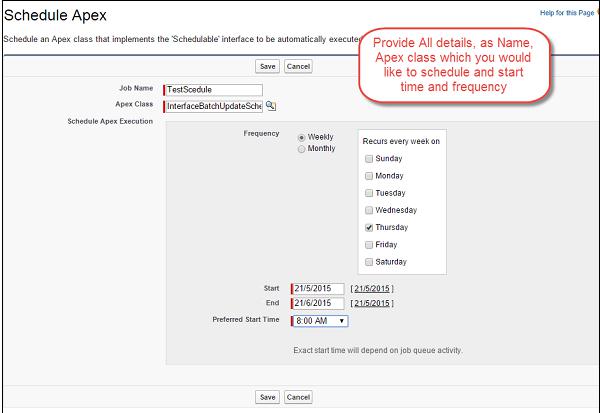 Sceduling Apex from Detail Page Step3