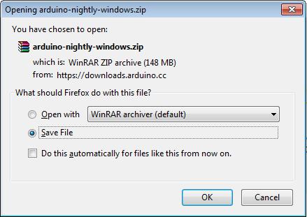 Opening Arduino Nightly Windows