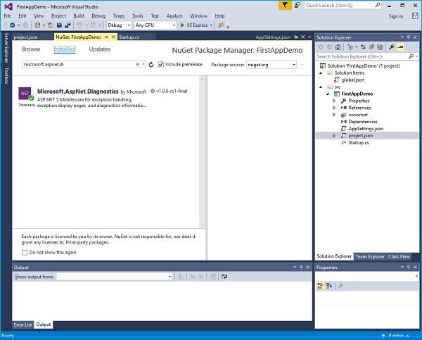 Microsoft AspNet Diagnostics