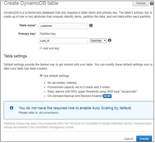 Create Dynamodb