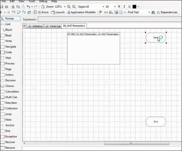 input parameters in Start stage