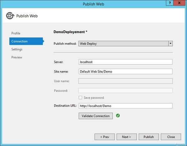 Publish Web Next Button