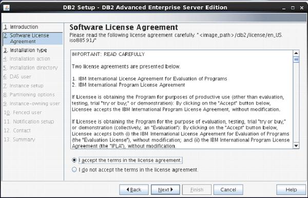 DB2 setup wizard