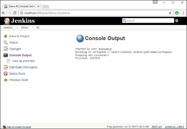 Console Output