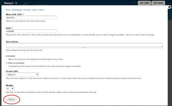 drupal main menu