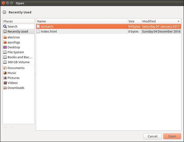 Open dialog