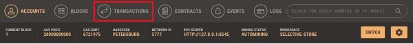 Ganache Transactions Screenshot