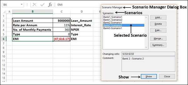 Displaying Scenarios