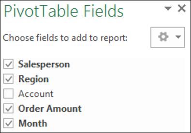 Header PivotTable Fields