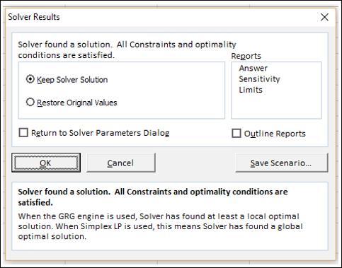 Keep Solver Solution