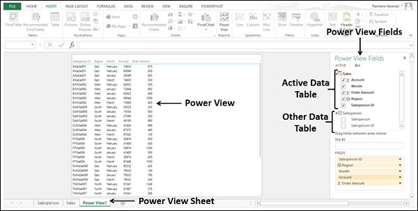 Power View Fields List