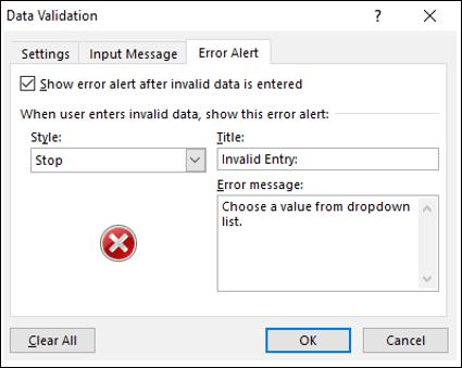 Set Error Alert