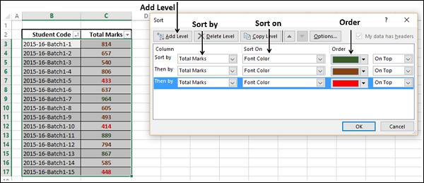 Sort by Font Color