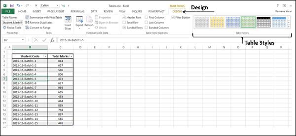 Table Styles