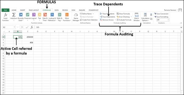 Trace Dependents in Formula Auditing