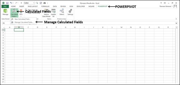 Deleting an Explicit Calculated Field in the Excel Window