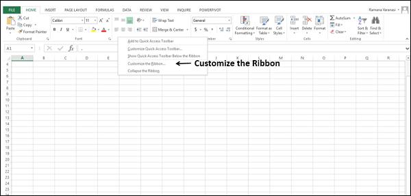 Customize Ribbon