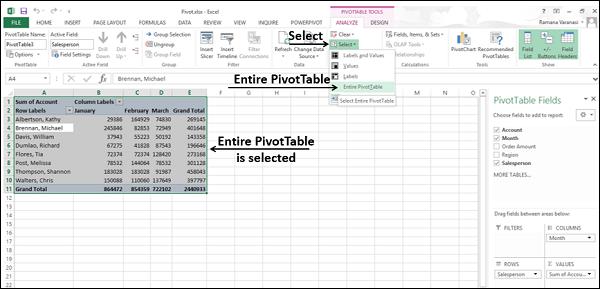 Entire PivotTable