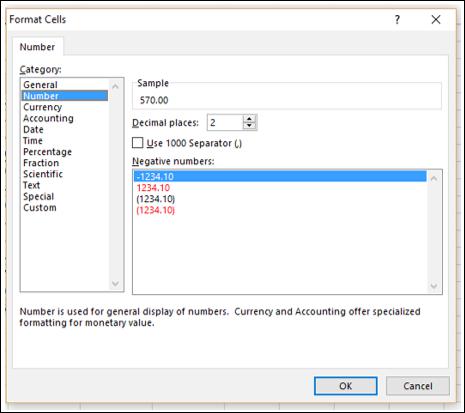Format cells