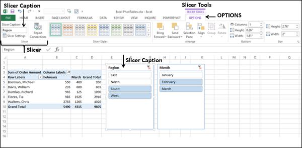 Slicer Caption