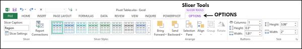 Tab OPTIONS