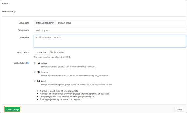 GitLab Creating Group