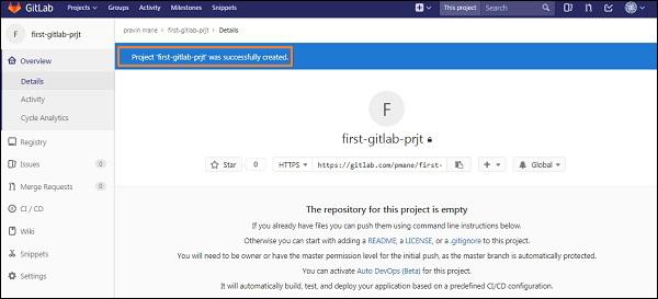 GitLab Create Project