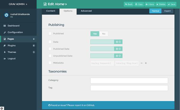 Grav Page Editor Options