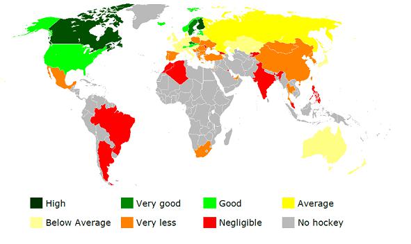 Participating Countries of Ice Hockey