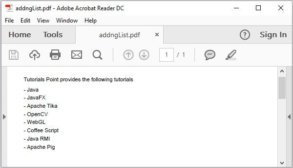 Adding List