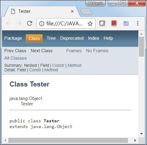 javadoc output